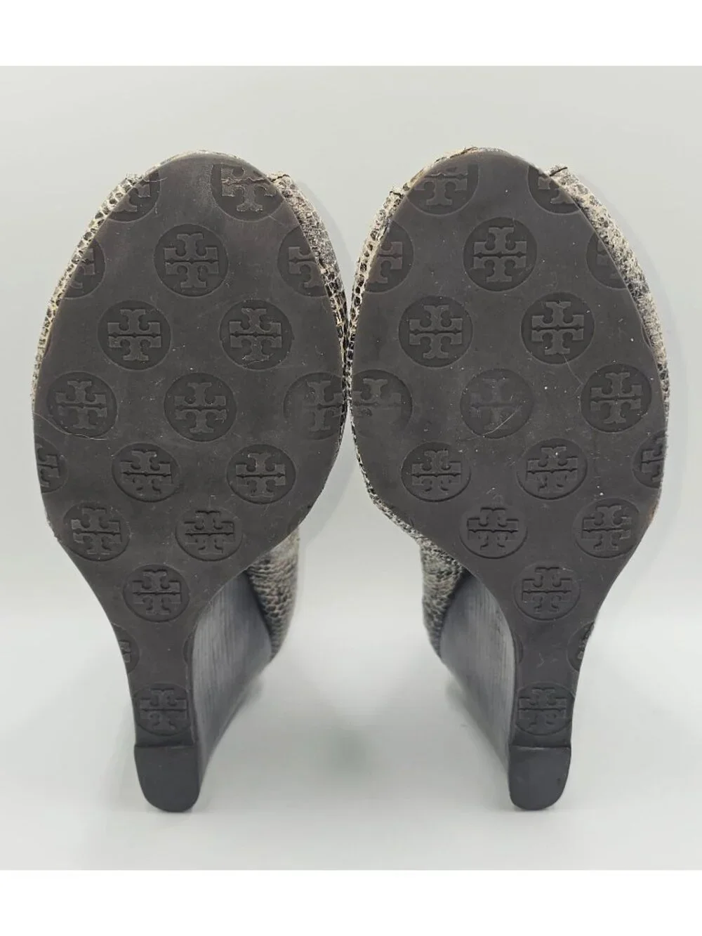 Tory Burch Women's Python Leather Julianne Peep Toe Wedge Pumps Shoe Size 9 3783